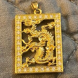 18k Gold Dragon Pendant Necklace